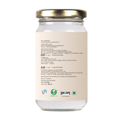 100% Organic Extra Virgin Coconut Oil - PACK OF 2 x 180 ML
