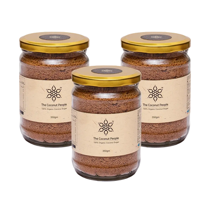 100% All Natural Raw Coconut Sugar - Pack of 3 x 350gm